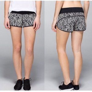 Lululemon Pretty Palm Black White Speed Shorts 8